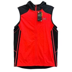 Under Armour Storm Vortex Hooded Running Training Vest Red Black Small NWT‎